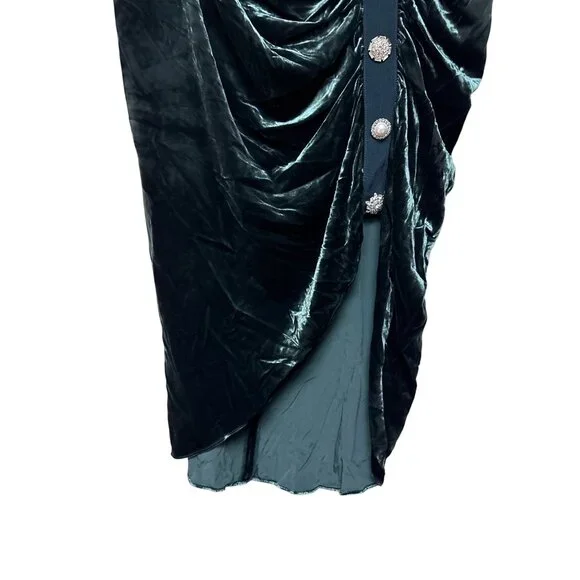 Veronica Beard Navita Emerald Green Velvet Skirt Size 16 Embellished Midi NWT - Picture 5 of 13